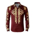 thumbnail image 4 of SOFTCCLO Western Cowboys Shirts for Men Long Sleeve Button Lapel Top Casual Carnival Theme Classic Comfortable Mens Shirt Red L, 4 of 4