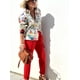 thumbnail image 4 of Conjunto de camisa y pantalones con estampado callejero para mujer, camisa holgada con cuello vuelto, cintura elástica, a la moda, verano, 2024, 4 of 5