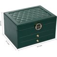 thumbnail image 3 of Siloon Jewelry Box Organizer for Women Girls, 3 Layer Large Men Jewelry Storage Case, PU Leather Display Jewellery Holder with Removable Tray for Necklace Earrings Rings Bracelets, Green, 3 of 7