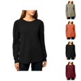 thumbnail image 1 of Chemises à Manches Longues pour Femmes 2026 Mode Printemps Col Rond Basique Côtelé T-Shirts Décontractés Blouse, 1 of 4
