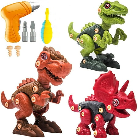 

CHUANK Take Apart Dinosaur Toys for Boys 3 Packs Dinosaur Building Toy Set with Electric Drill Construction Engineering Play Kit STEM Learning Gift for Boys and Girls Age 3-7 Years Old