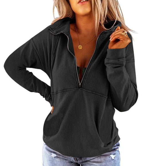 DondPO Essentials Hoodie Hoodies for Women Pullover Zipper Women's Solid Top Color Sweater Casual Women's Hoodies Sweatshirts Zip Up Hoodie Women Sweatshirt for Women Black XL