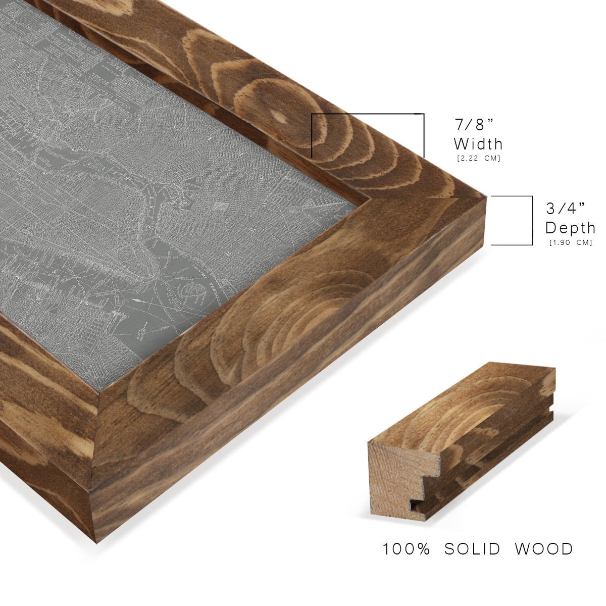 City Map of New York -Framed Print w/glass-Walnut