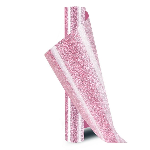 HTVRONT Pink Glitter HTV Heat Transfer Vinyl Rolls 10" x 5FT Pink