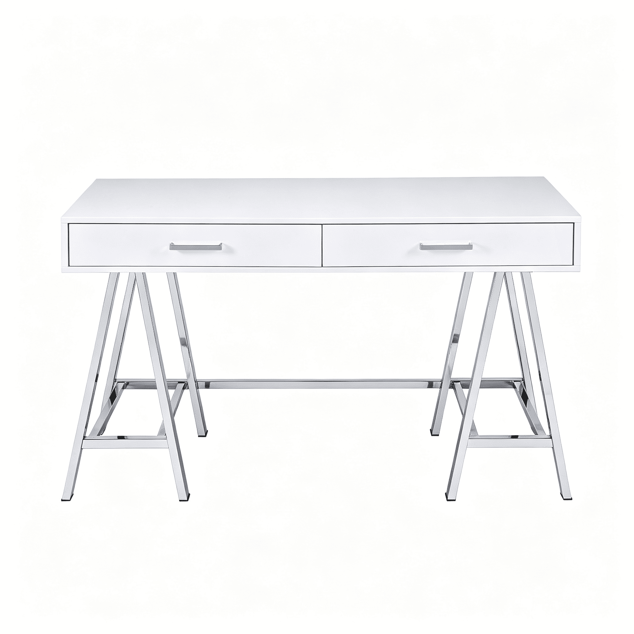 Writing Desk with USB Port and Two Storage Drawers, 54 in Rectangular Computer Desk with Metal Base for Home Office and Study