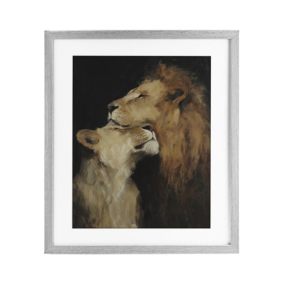 Stupell Industries Regal Pair of Lions Gray Framed Print Under Glass, design by Svetlana Aleynikova