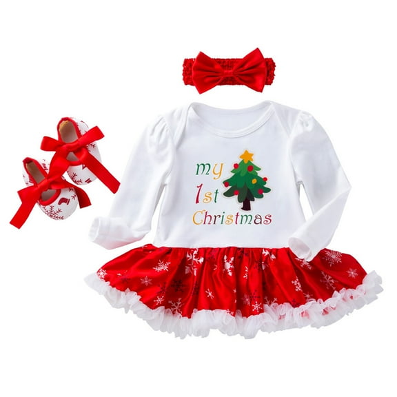 JLMSPLWG Babygirl Christmas Outfits Kids Christmas Outfit Baby Girl My First Christmas Teen Girls Trendy Clothes Girls Clothes 18 Months Children's, White 3-6 Months