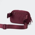thumbnail image 4 of Pander Double Zipper Fanny Pack Nylon Cross-body Belt Bag, Fashion Waist Packs for Women(Red Merlot, US), 4 of 6