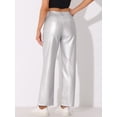 thumbnail image 3 of DARING DIVA Women's Faux Leather High Waist Straight Leg PU Punk Trousers XS Silver, 3 of 6