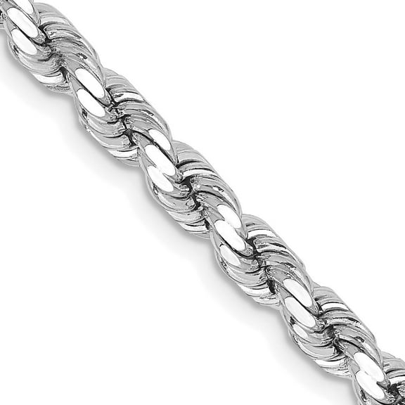Auriga Fine Jewelry 14K White Gold 4.25 mm Diamond-cut Rope Chain Necklace for Women 18K"