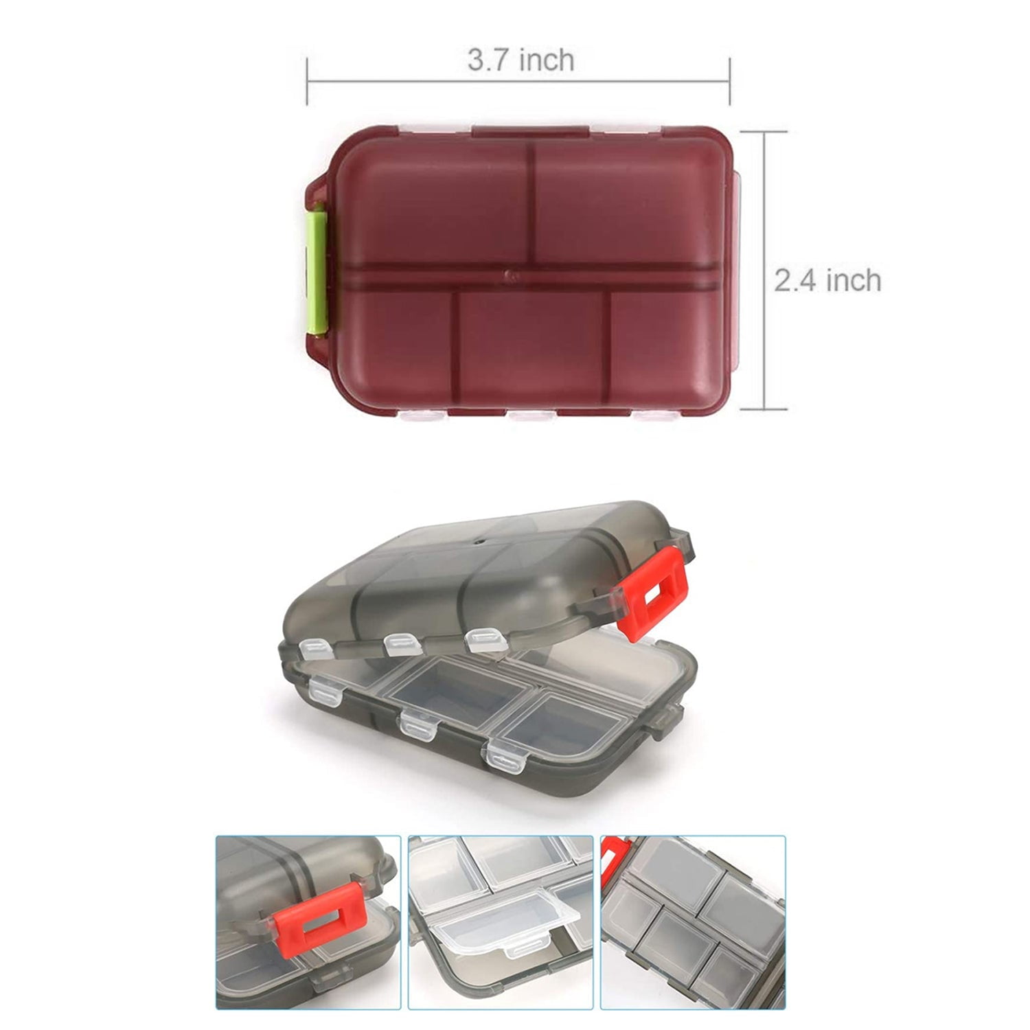 2 Pack Portable Pill Case Weekly Travel Pill Organizer Pocket Size Pill Box Dispenser For Purse Vitamins Fish Oil Compartments Container Medicine Box