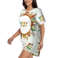 thumbnail image 2 of Bingfone World Travel3 Print Pajamas Sets for Women Soft Short-Sleeved Pjs with Lounge Shorts Two Piece Sleepwear, 2 of 8