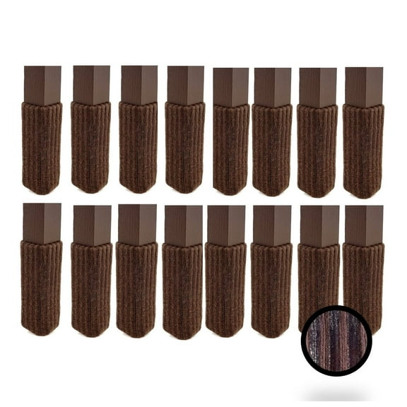 NancyProtectz The Original Furniture Sock 16 Pcs Grips Inside (Chocolate Brown-16 pk, Small) Patented with Grips Inside, Chair Leg Floor Protector