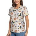 thumbnail image 2 of Xecao Dogs for Women's V-Neck T-Shirts-Elegant Half-Sleeve Tops Perfect for Summer-Medium, 2 of 5