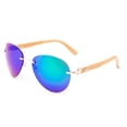 thumbnail image 2 of Newbee Fashion - Bamboo Arm Oversized Rimless Aviator Sunglasses with Flash Lens Bamboo Sunglasses for Men & Women, 2 of 2