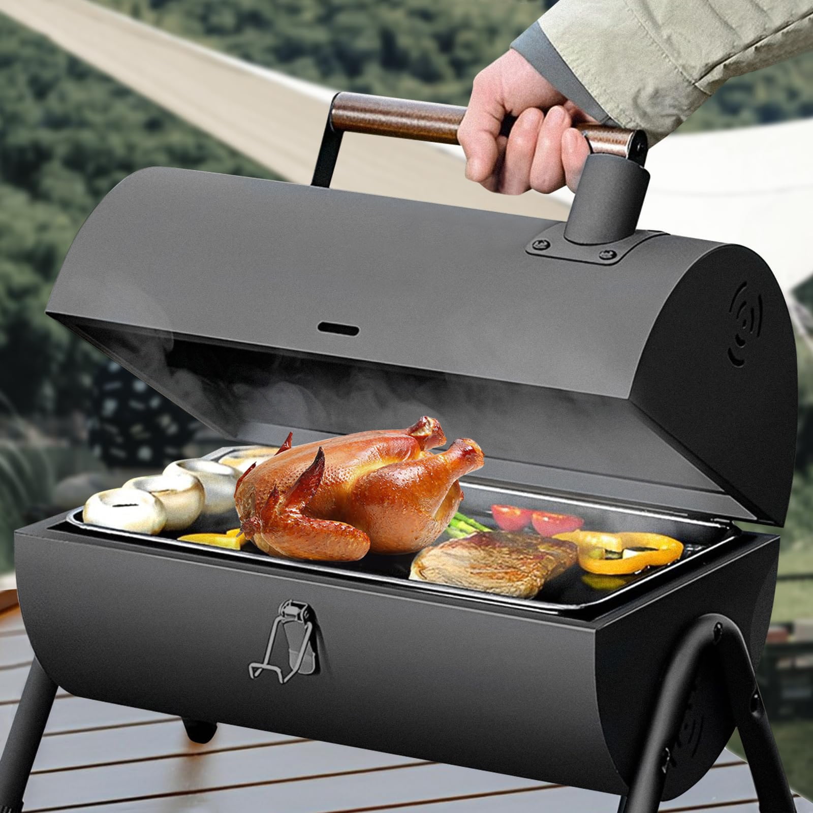 Mibote Portable Iron Charcoal BBQ Grill for Camping and Picnics