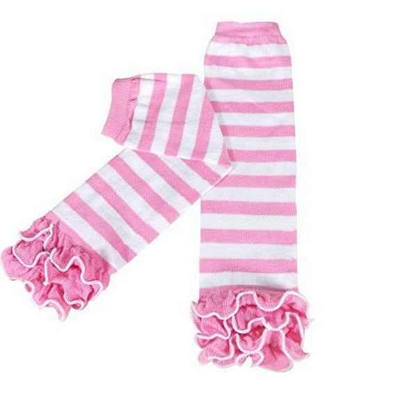 ALLYDREW Ruffle Bottom Baby Girl & Toddler Girl Ruffle Leg Warmer, Pink Stripes With Ruffle