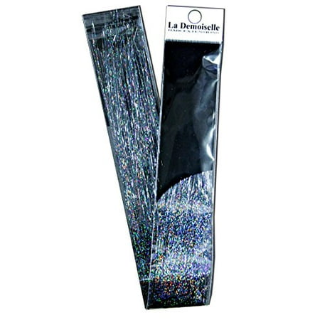 20 Sparkling Hair Tinsel 100 Strands Stellar Midnight Black