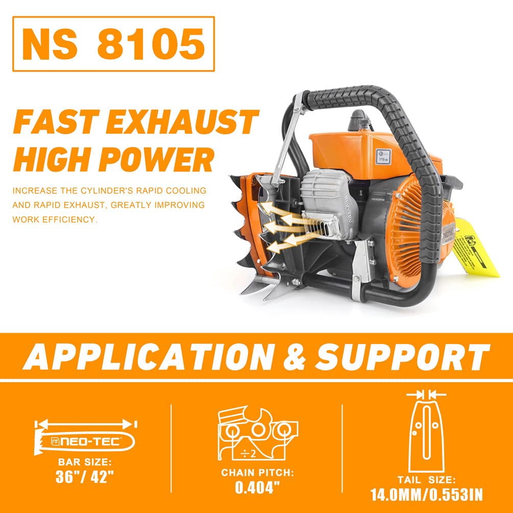 105cc Gas Chainsaw with 42'' Bar and Chain Compatible with G070 070 090 For Chainsaw Mill