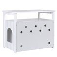 thumbnail image 3 of ZENSTYLE Cat House Cat Litter Box with Storage Shelf & Removable Divider White, 3 of 9