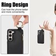 thumbnail image 2 of Wallet Case for Samsung Galaxy S23 with Shoulder Strap & RFID Blocking Card Slots Holder Kickstand & Finger Ring, Magnetic Flip Folio Zipper Purse Case, PU Leather Cover Handbag, Black, 2 of 8