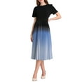thumbnail image 4 of INSPIRE CHIC Women's Short Sleeve Pleated Dress 2025 Spring Trendy Office Work A-Line Midi Dresses S Black, 4 of 5