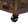 BEKAY Wooden Dog Crate Furniture with Double Doors , Dog Kennel ... - Senior Dog Crate With Wheels