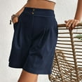 thumbnail image 2 of SWSMCLT Women's Above Knee Length Shorts Boyleg Comfy Elastic Band Slash Pocket Billowy Casual Shorts Bunched Navy X-Large, 2 of 5