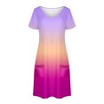 thumbnail image 4 of GaThRRgYP Women's Classic A-Line Short Sleeve Dress,Women's Fashion Summer Gradient Short-sleeved V-neck Casual Dress Hot Pink S, 4 of 8