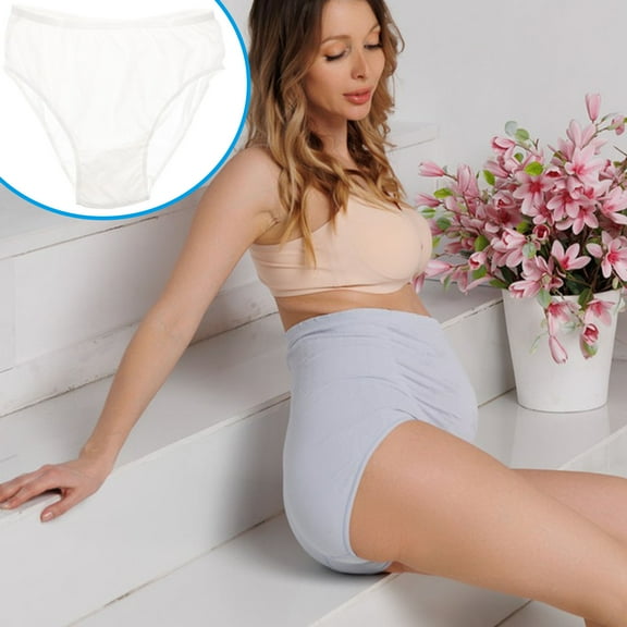 PENIKOKO 4Pcs White Cotton Breathable Disposable Briefs for Postpartum Care At Home