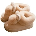 thumbnail image 3 of Bunny Ears Slippers For Women Men Cute Fluffy Animal Slippers Warm Winter Wear Home Cozy Furry Soft Indoor Kawaii Shoes Beige 39, 3 of 7