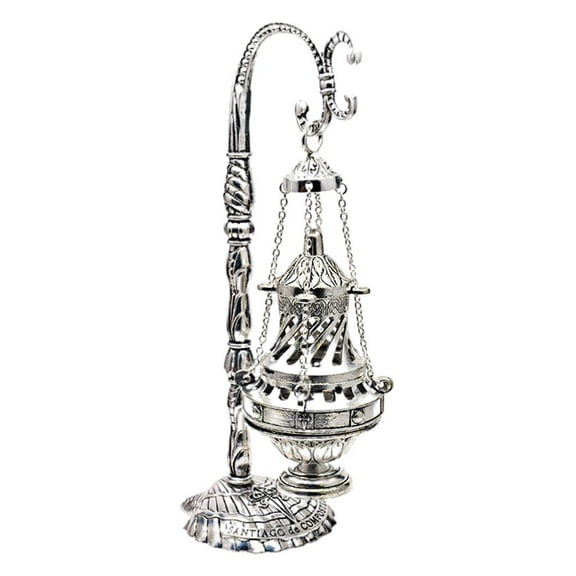 YWMJZEU Vintage Incense Burner with Lid, Church Censer with Chains, Table Decoration - L L
