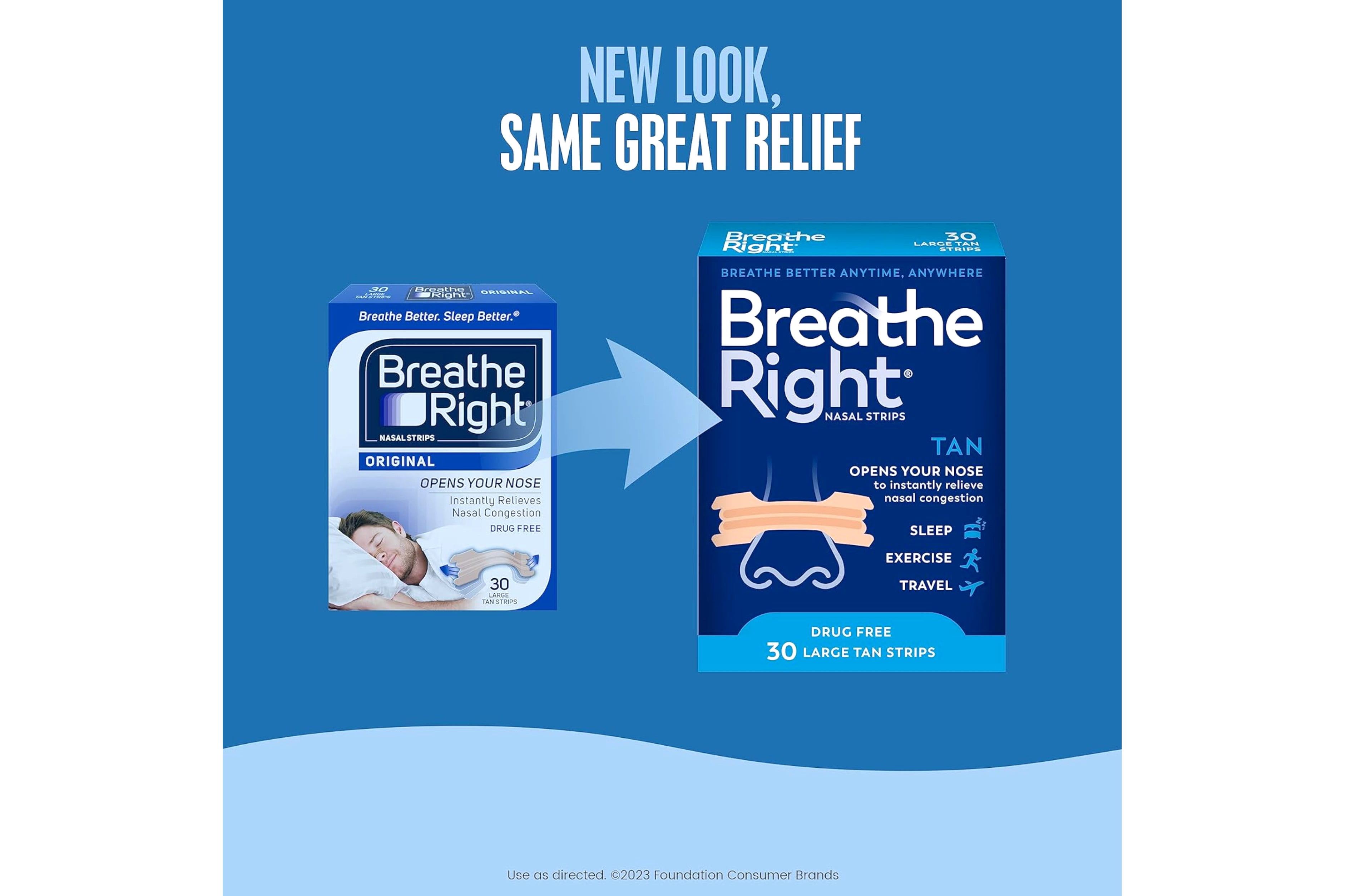 Breathe Right Nasal Strips Original Tan Large 30 Each (Pack of 4)