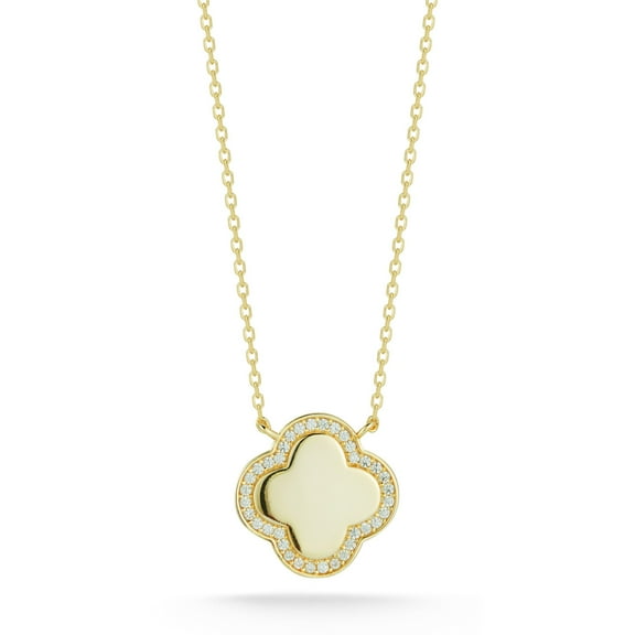 Adesso Milano 14K Gold Plated Sterling Silver Dainty Clover Necklace for Women, Womens Necklaces