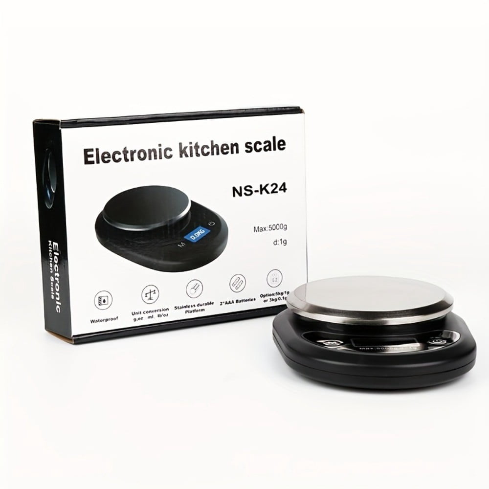 IVV Electronic Kitchen Scale with Backlit LCD Display, Batteries Included, Weighs up to 11 pounds, Stainless Steel Food Scale for Meal Prep, Cooking, and Baking, Black