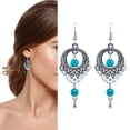 thumbnail image 2 of Moda Retro Estilo Étnico Hueco Pendientes de la gota de agua de color turquesa Bohemia Pendientes de borla Joyería, 2 of 8