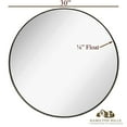 thumbnail image 3 of Contemporary Brushed Metal Black Wall Mirror | Glass Panel Black Framed Rounded Circle, 3 of 10