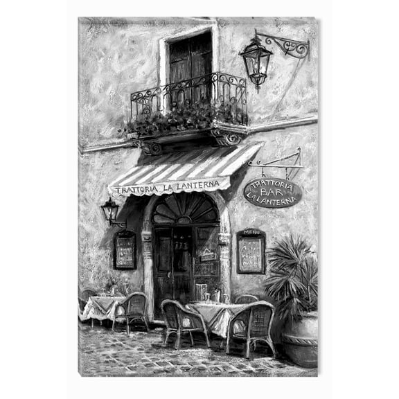 Startonight Canvas Wall Art Black and White Abstract Trattoria Shop, Dual View Surprise Artwork Modern Framed Ready to Hang Wall Art 100% Original Art Painting 23.62 X 35.43 inch