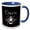 Blue/White, variant on 3drose, Queen Bee. White Script and Bee Clipart on a Black Background., 15oz Mug