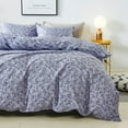 thumbnail image 2 of HoneiLife 3pc Duvet Cover King Size - 100% Cotton Comforter Floral Breathable Duvet Cover with Zipper Closure & Corner Ties, Purple Flower, 2 of 7