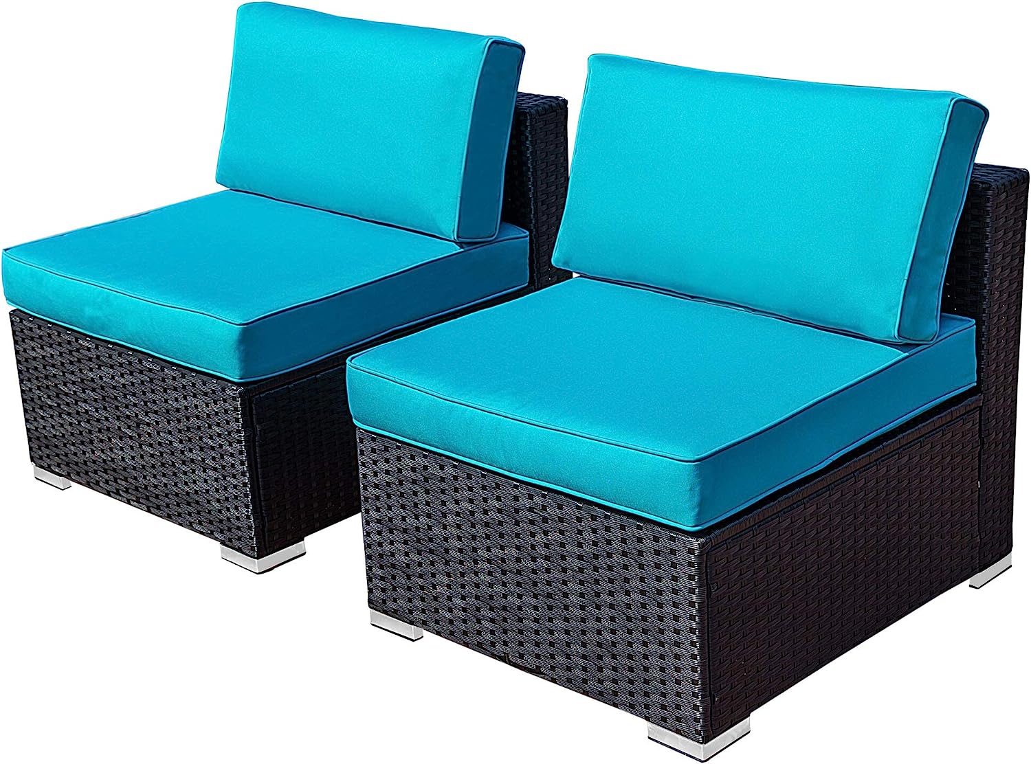 SUNVIVI OUTDOOR Patio Couch, 2 Piece Wicker Outdoor Sectional Sofa with