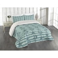 thumbnail image 2 of Ambesonne Nautical Quilted Coverlet 3 Pcs, Ship Wheel Anchor, King Size, Teal Beige, 2 of 4