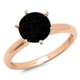 thumbnail image 3 of 2 ct Round Cut Natural Onyx Solitaire 18K Rose Gold Womens Engagement Ring, 3 of 6