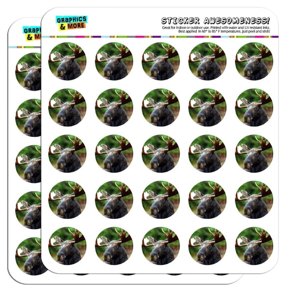 Moose Male Bull Antlers 1" Scrapbooking Crafting Stickers