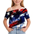 thumbnail image 5 of FAVIPT Teen Girl 4th of July Tops Summer 250 Years American Flag Shirt One Shoulder Patriotic Shirts Independence Day Tshirts Multicolor,9 Years, 5 of 9
