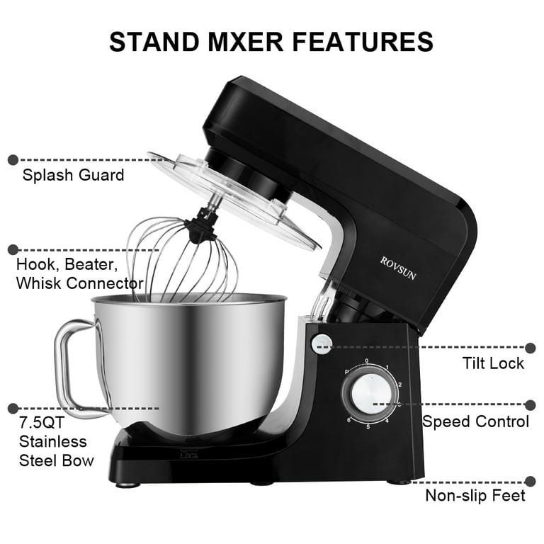 Tilt-Head Stand Mixer 7.5 Qt 6 Speed 660W with Dough Hook, Whisk & - Bed  Bath & Beyond - 28386217