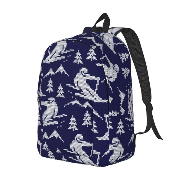 Balery Abstract Skiing Mochila Clásica Impresa Básica para Viaje, Mochila Escolar Resistente al Agua, Mochila de Lona con Correas Ajustables-Medium
