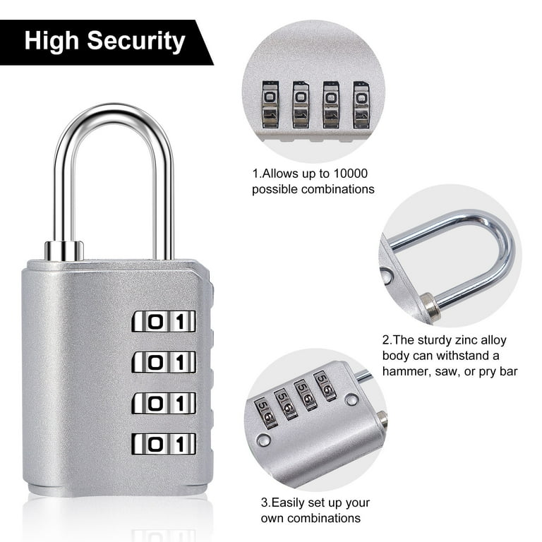 Huryfox 2 Pack Combination Locks - 4 Digit Zinc Alloy Locks for Lockers, Gym, Luggage, School Supplies & Dorm Rooms