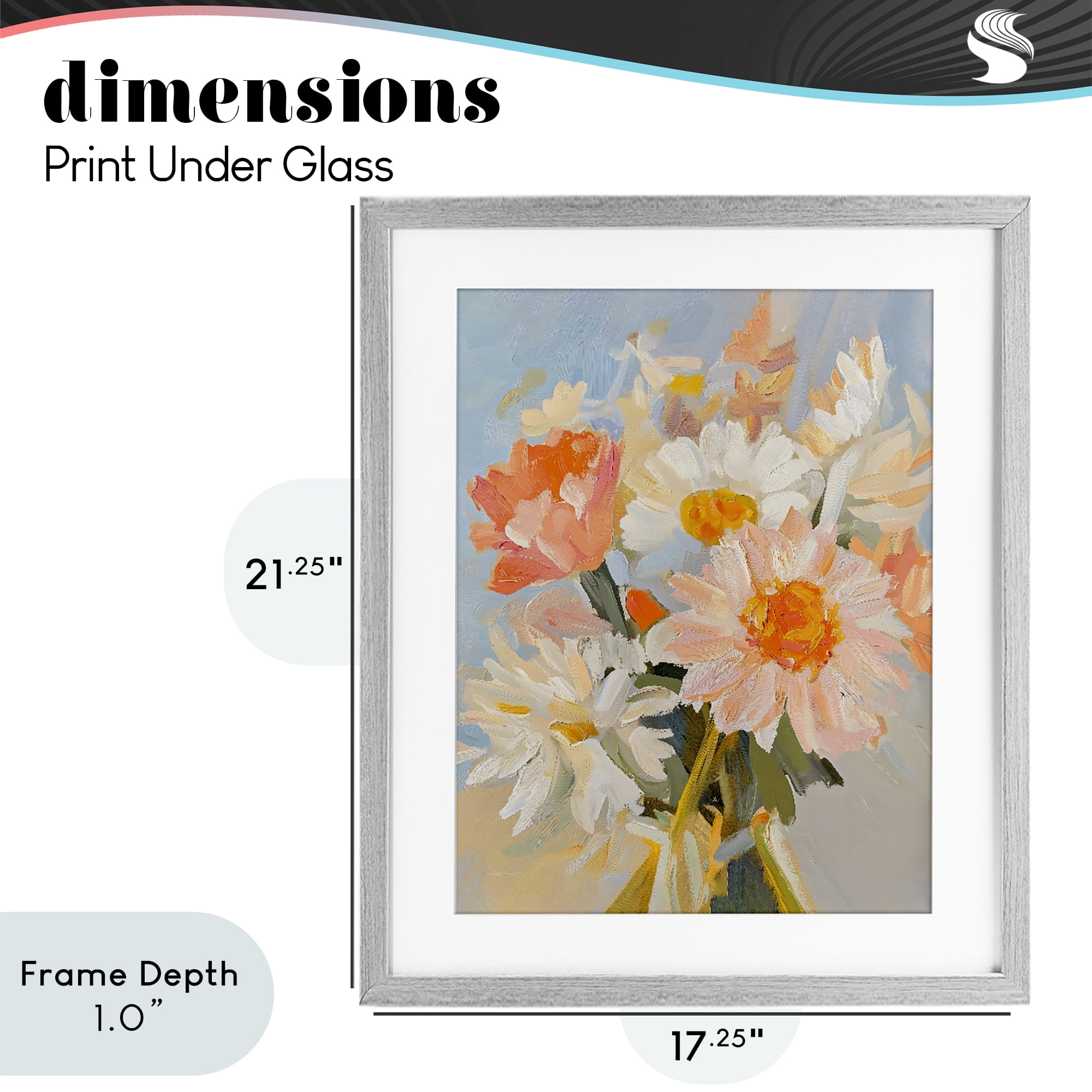 Stupell Industries Orange Spring Floral Bouquet Gray Framed Print Under Glass, design by The Prints Vibe