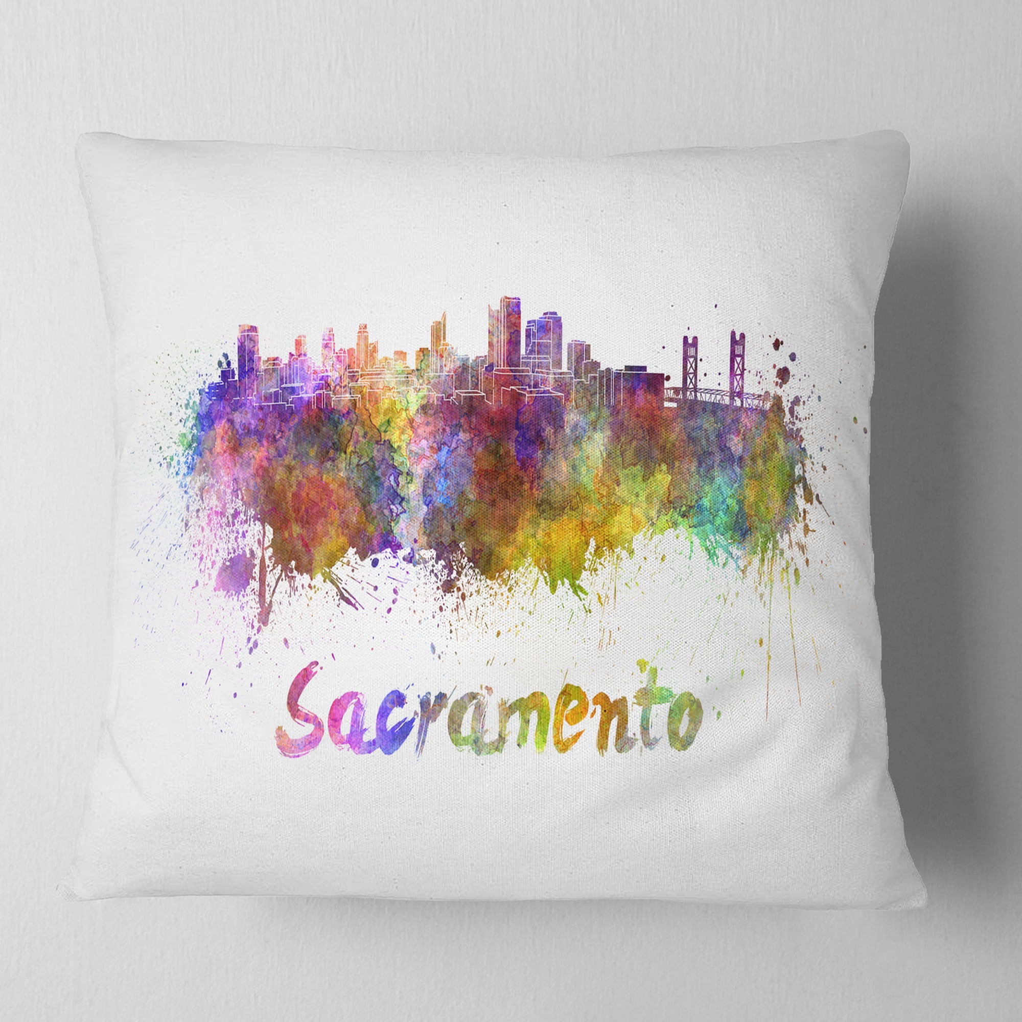 Designart Sacramento Skyline - Cityscape Throw Pillow - 18x18